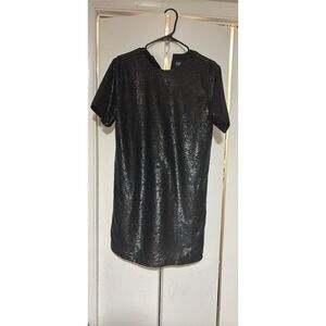 Gap Women's Black Sequin Dress Size Medium Short Sleeve Knee Length Party
